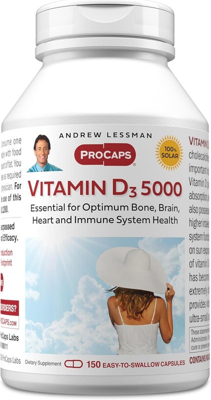 Andrew Lessman Vitamin D3 5000 IU 150 Capsules - High Potency, Essential for Cal