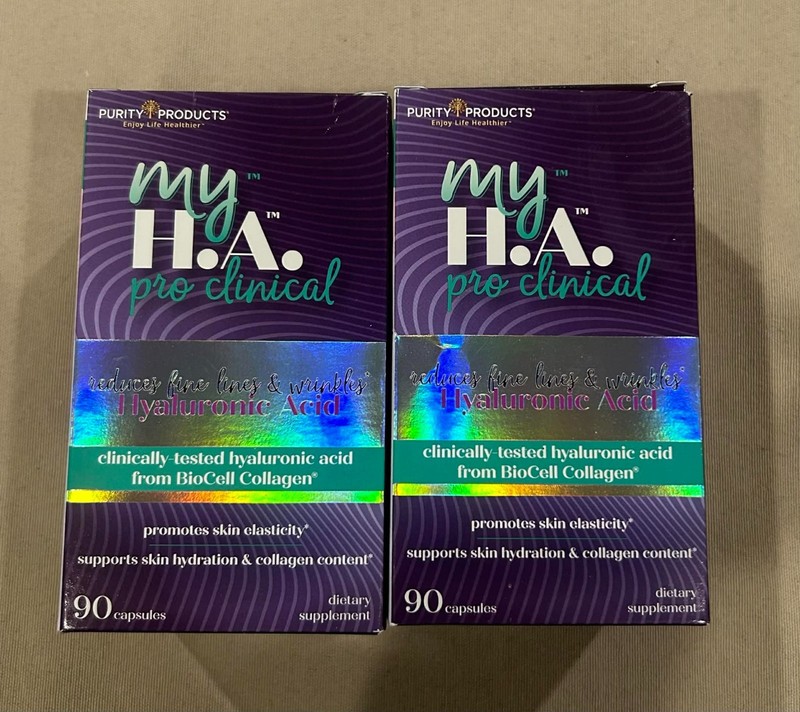 2x Purity Products My H.A. Pro Clinical Hyaluronic Acid 90 Capsules. EXP : 09/26
