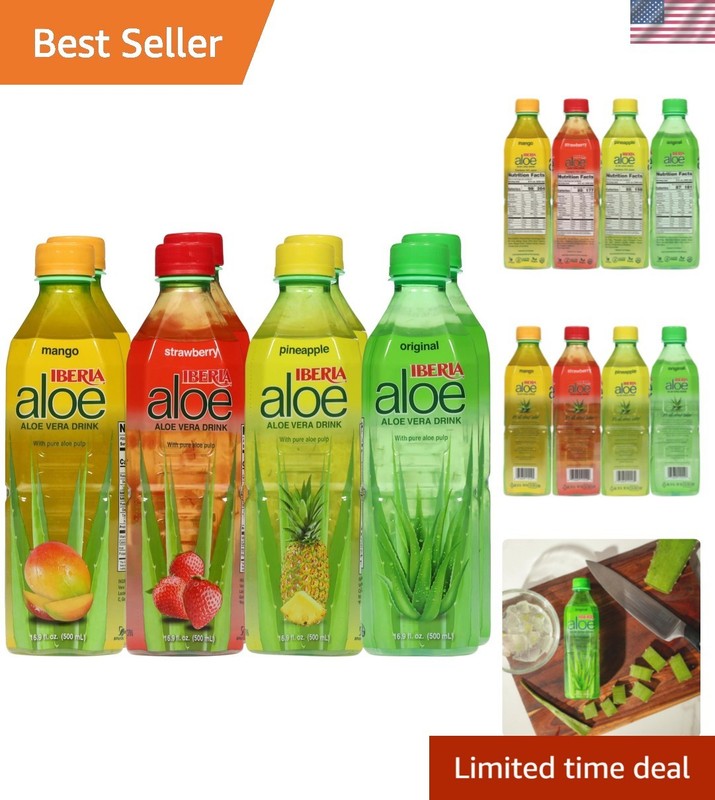 Quench Your Thirst: 8-Pack Aloe Vera Drink with Mango, Pineapple & Strawberry