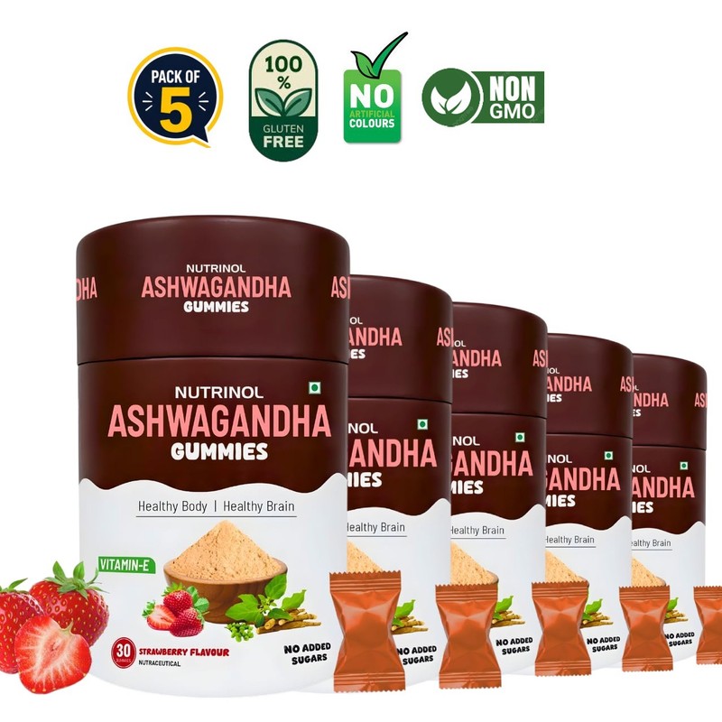 KNO.LL Nutrinol Ashwagandha Gummies 30 Pack of 5