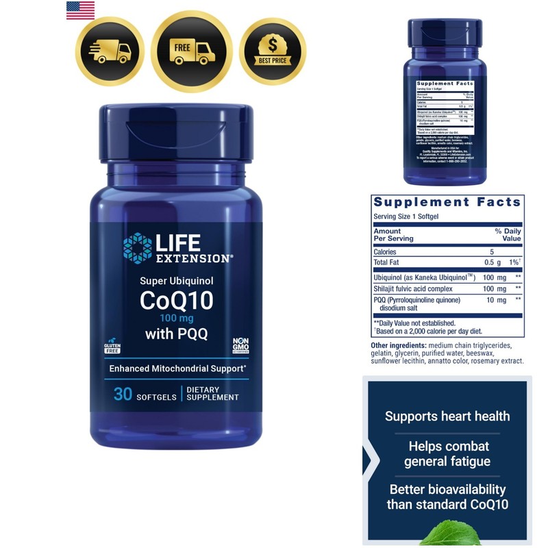 Super Ubiquinol CoQ10 with PQQ, coenzyme Q10, pyrroloquinoline Quinone, Heart…
