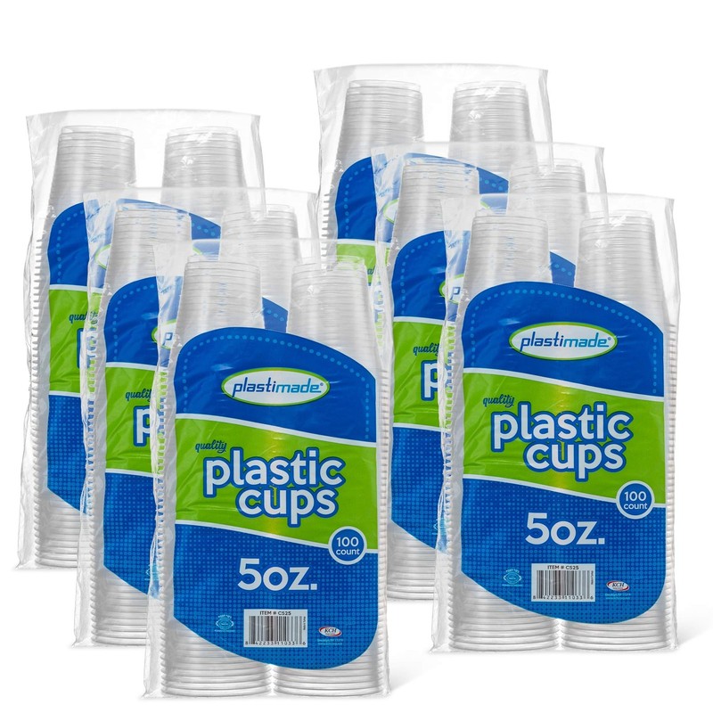 [600 Count] PlastiMade 5 Oz Clear Plastic Disposable Reusable Drinking Cups F…