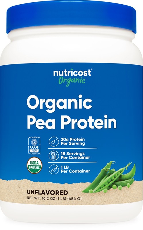 Nutricost Organic Pea Protein Powder (1LBS) – Unflavored, Certified USDA Organic