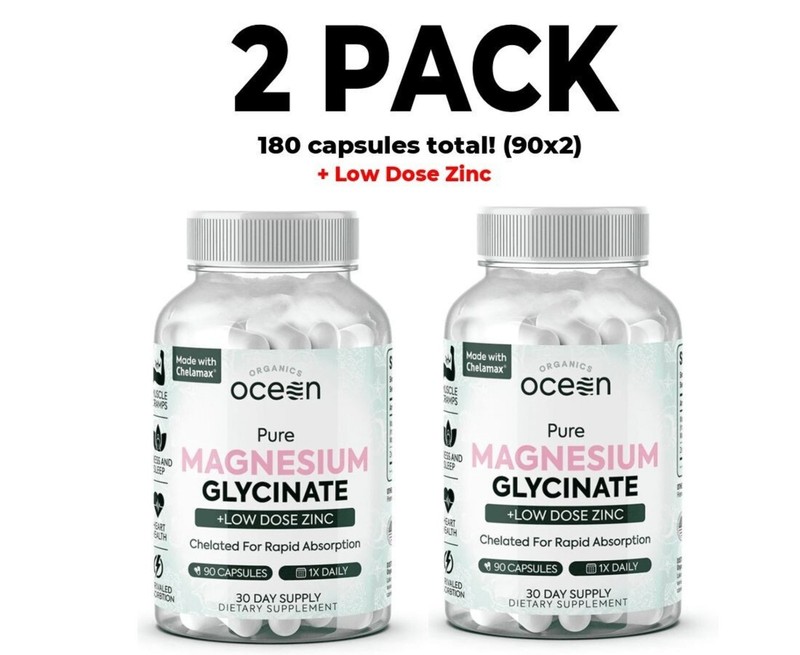 2 PACK-Organics Ocean Pure Magnesium Glycinate with Zinc, 90 Capsules, Chelated