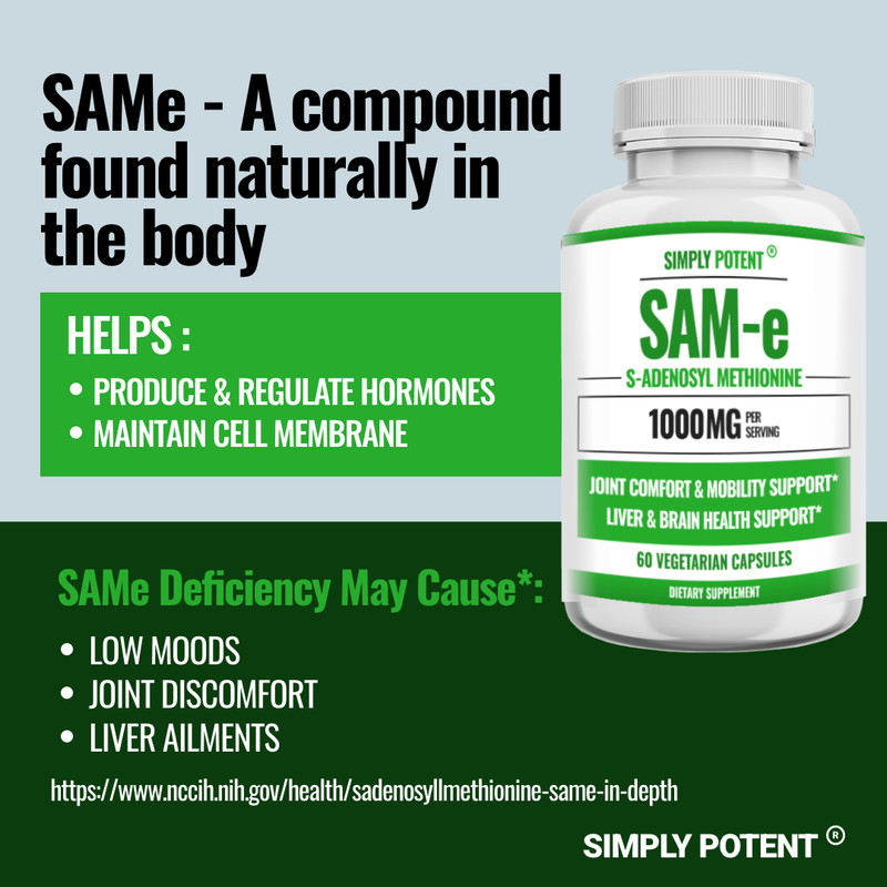 SAM-e 1000mg | Mood Joint & Liver Support | S-Adenosyl Methionine | 60 Caps USA gallery
