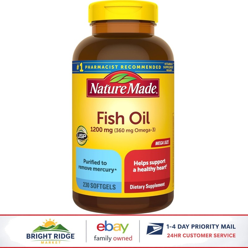 Daily Heart Health Support, Omega 3 Fish Oil Softgels 1200 mg, 115 Servings