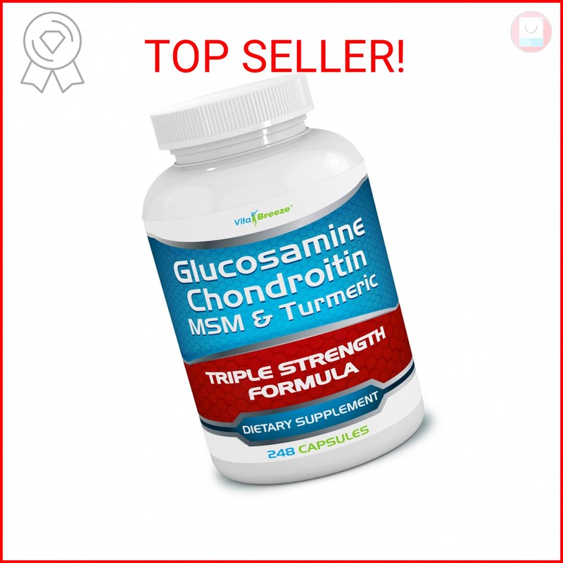 VitaBreeze Glucosamine Chondroitin, MSM & Turmeric Dietary Supplement – 248 Caps