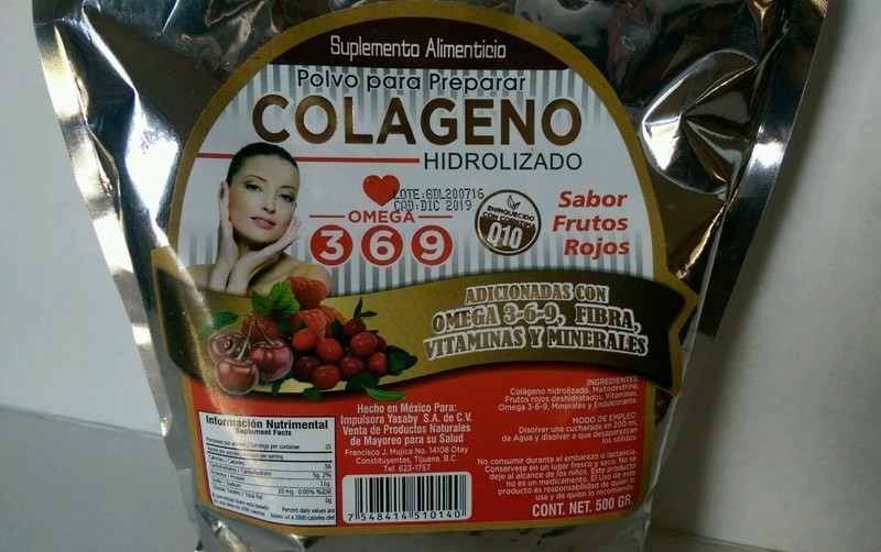 Colageno Hidrolizado 500g, Omega 3-6-9 ( Q10 )(Sabor Frutos Rojos ) ( 1 Bag ) gallery