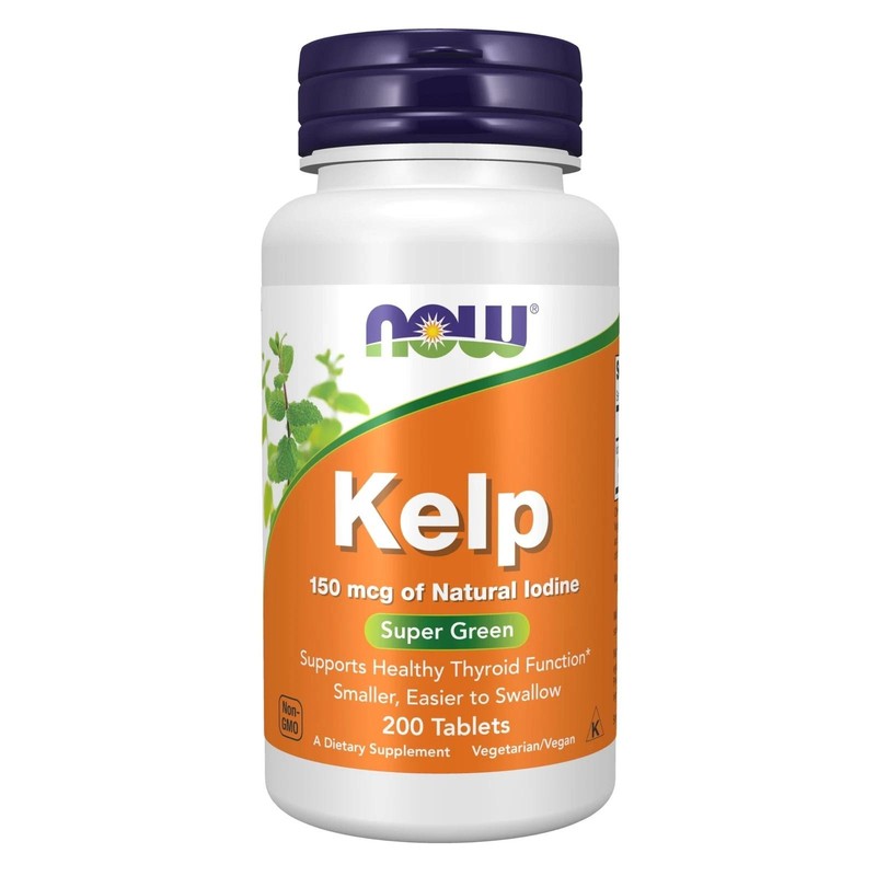 Now Kelp 200 Count Iodine Supplement 150 Mcg Supports Thyroid Health