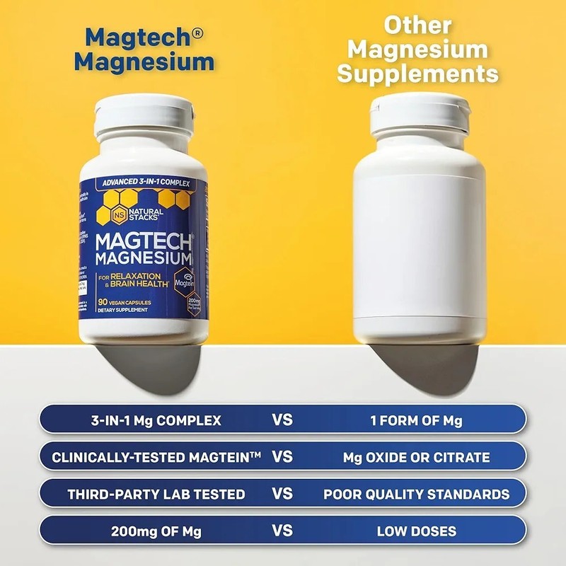 Natural Stacks - MagTech Magnesium Complex 90 Caps Magtein, Brain, Relaxation gallery