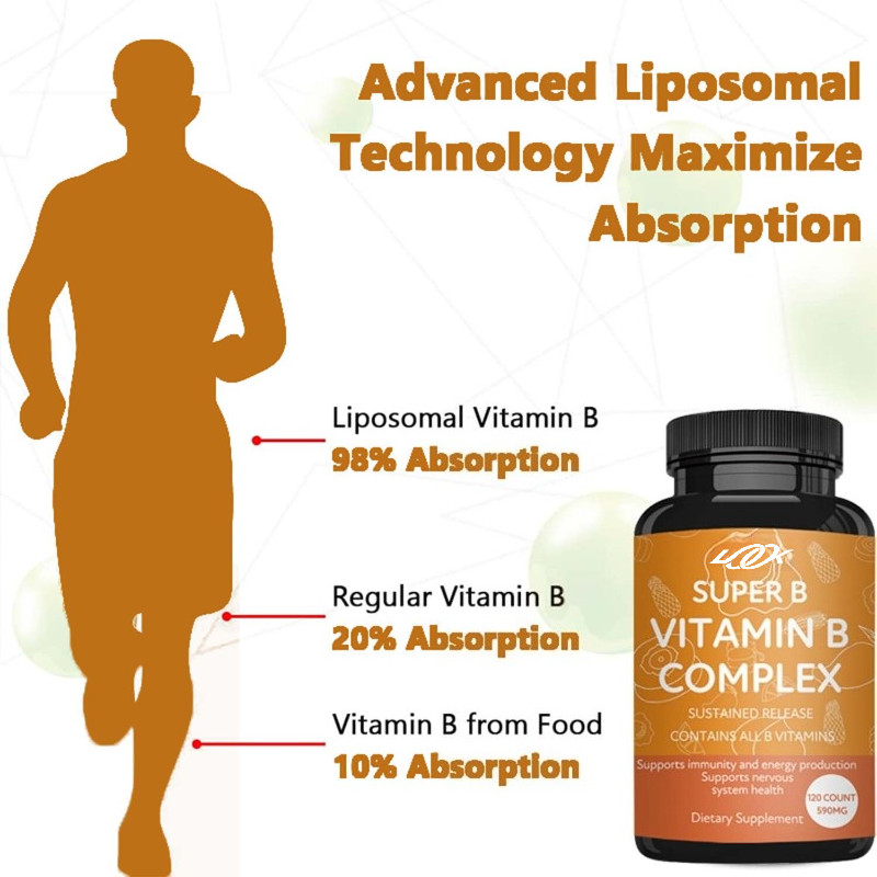 Vitamin B Complex Capsules-with B1,B2,B3,B5,B6,B12 Energy Support Immune Booster gallery