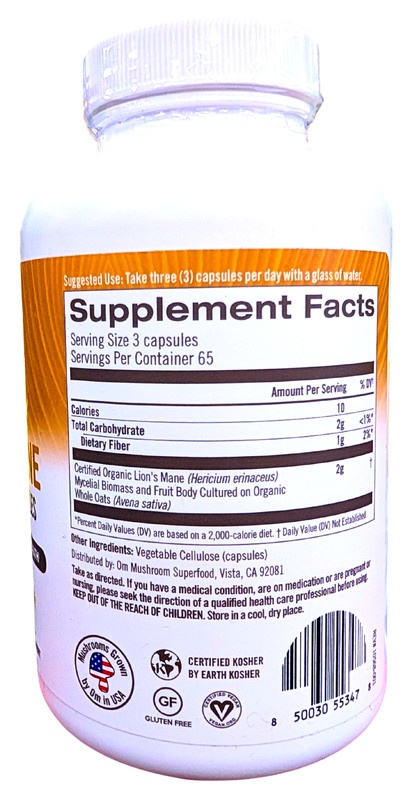 Om Mushroom Superfood Lion's Mane 2000mg Capsules 195 Count gallery