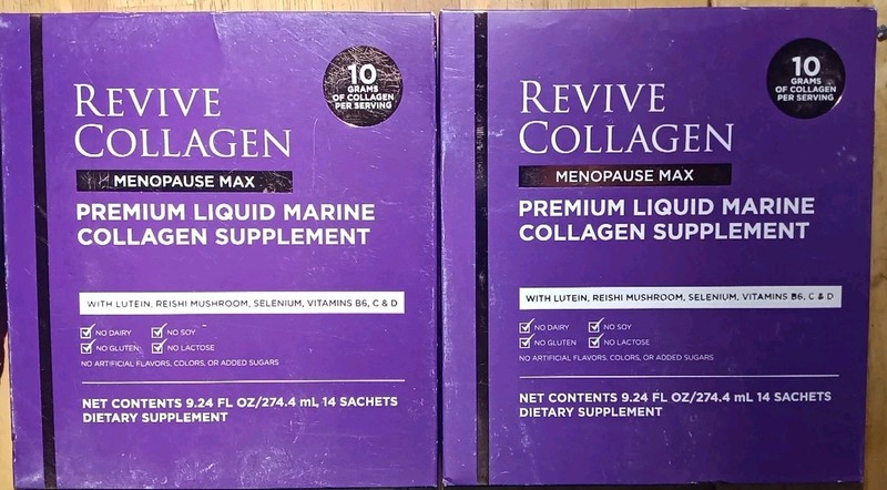 2 REVIVE COLLAGEN MENOPAUSE MAX PREMIUM LIQUID MARINE COLLAGEN 14 X2 28 SACHETS!