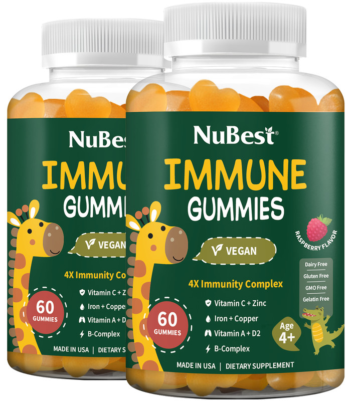 NuBest Immune Gummies – Kids 4+ Immune Booster – 60 Raspberry Gummies_Pack of 2