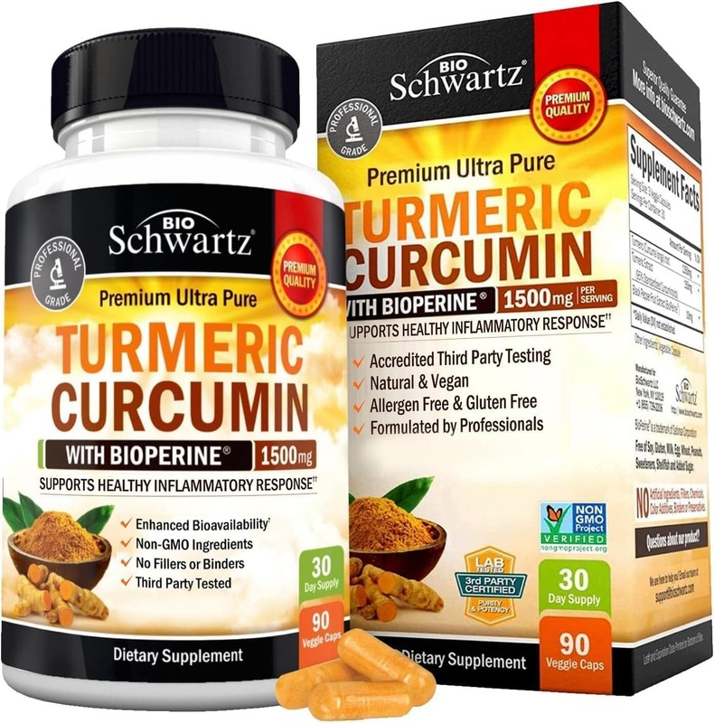 Turmeric Curcumin with Black Pepper Extract 1500mg High Absorption Potent, 180ct