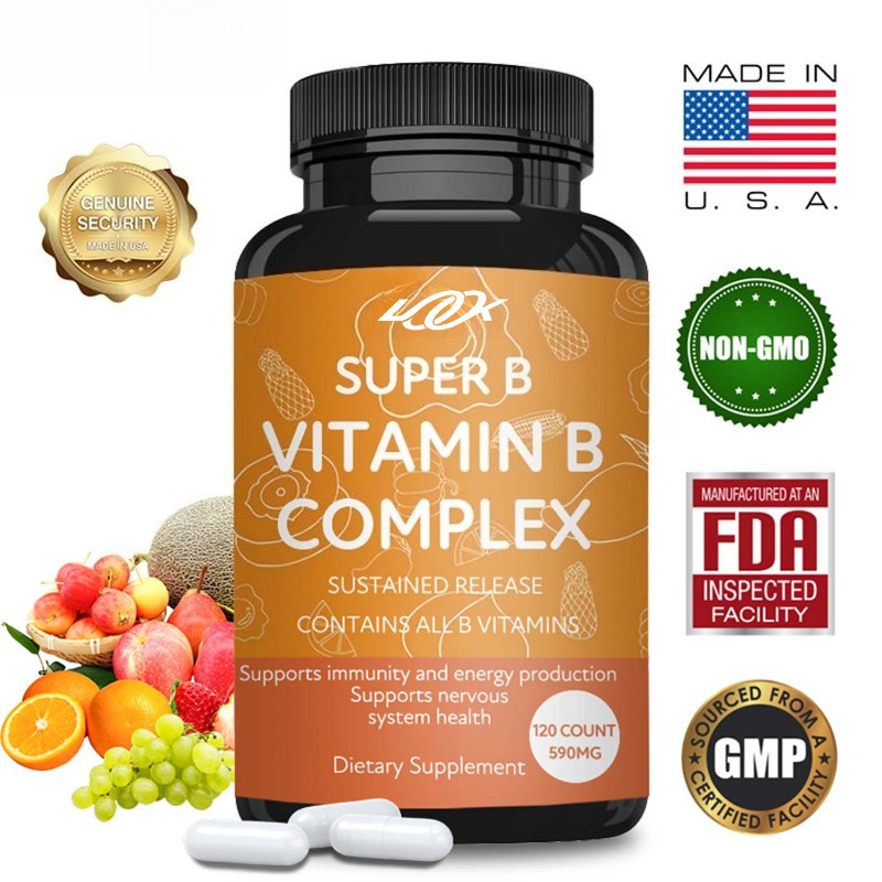 Vitamin B Complex Capsules-with B1,B2,B3,B5,B6,B12 Energy Support Immune Booster