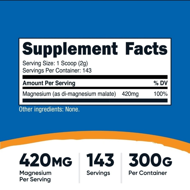 Nutricost Magnesium Malate Powder (300g) - 420mg of Magnesium Per Serving gallery