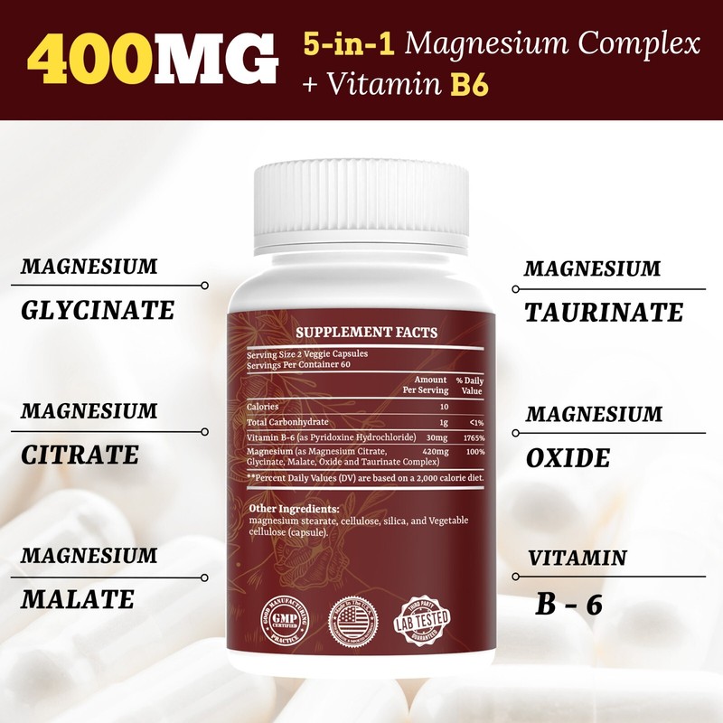 🤶Yellow Pine🤶5-in-1 Ultra Magnesium Complex Plus Vitamin B6 ,3 Pack gallery