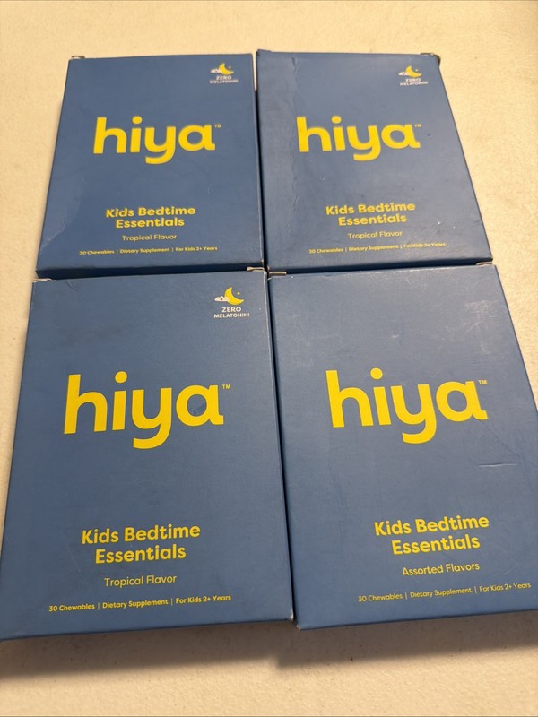 4 Sealed Hiya Kids Bedtime Essentials Chewables Tropical Flavor 120 Day Supply