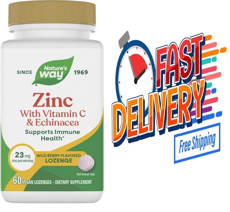 Nature’s Way Zinc Lozenges with Vitamin C & Echinacea Zinc Supplements 60 Lozeng