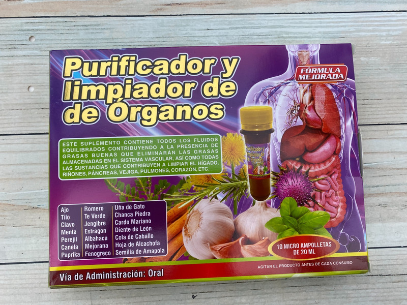 Purificador y Limpiador de Organos Micro Ampolletas 10 Ampolletas Potente