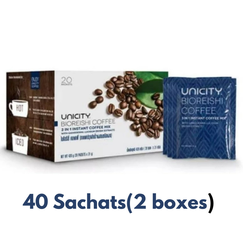 Unicity Bio Reishi Instant Coffee Mix Arabica Beverage Cholesterol Free x 2