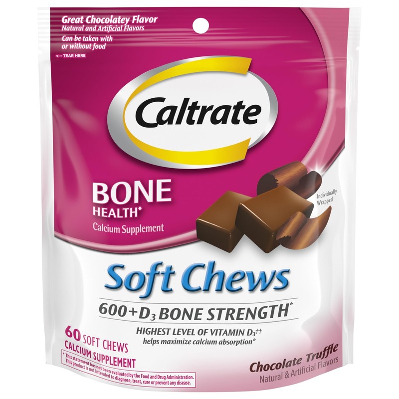 Caltrate Soft Chews 600 Plus D3 Calcium Vitamin D 60 Count (Pack of 1)