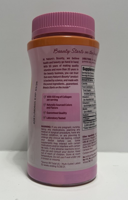 Nature's Bounty Biotin & Collagen Hair, Skin & Nails Gummies-Citrus Flavor-80ct. gallery