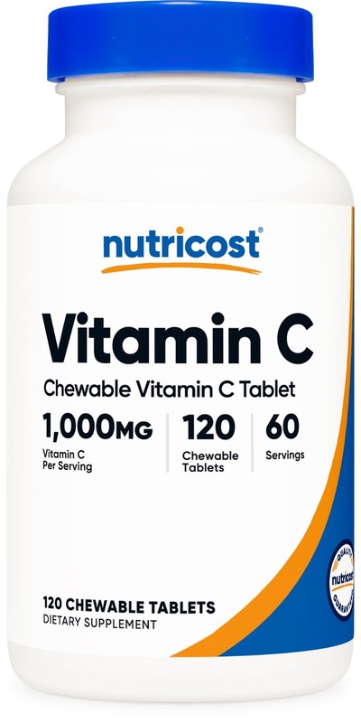 Nutricost Vitamin C Chewable (1,000mg) 120 Tablets – Vegan, 60 Servings