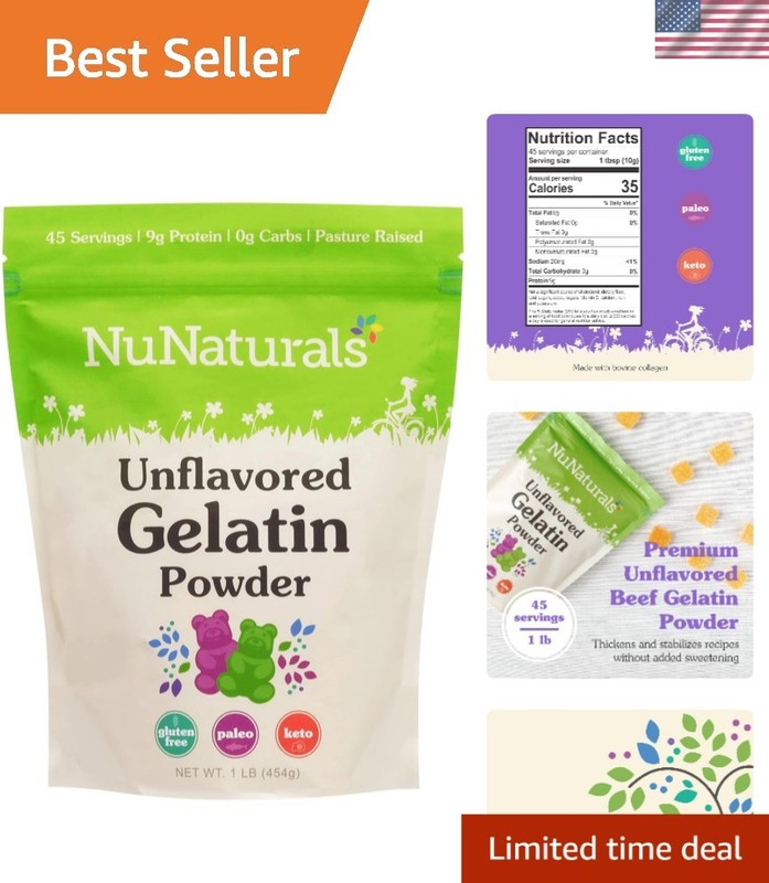 16oz Pure Beef Gelatin Powder – Thicken, Stabilize & Enhance Your Recipes