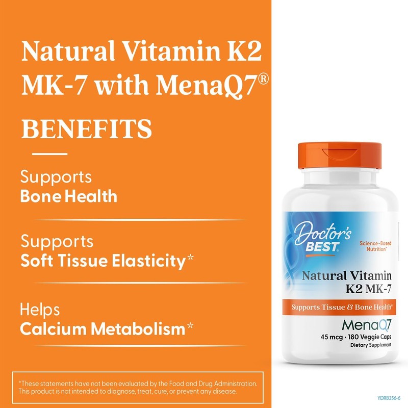 Doctor's Best Vitamin K2 MenaQ7 180 Count Supports Bone and Heart Health gallery