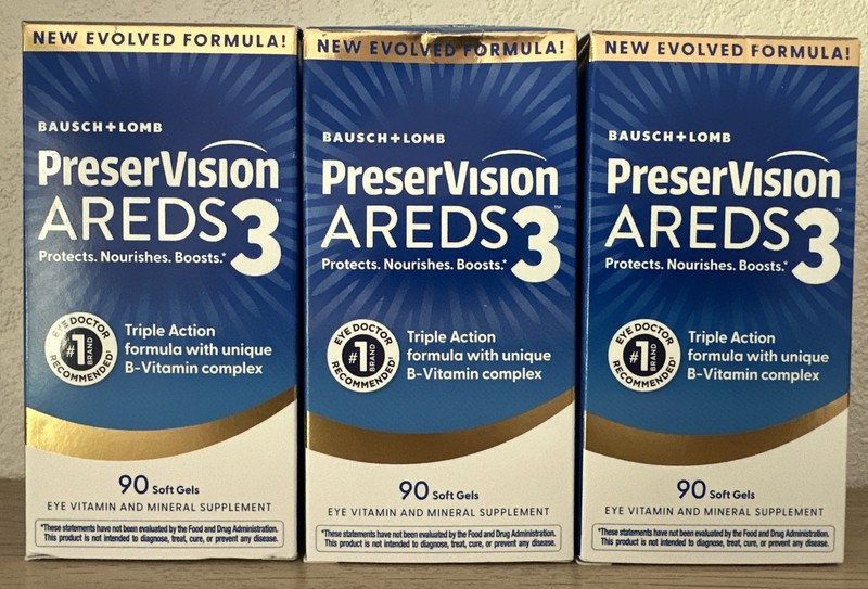 PreserVision AREDS 3 Eye Vitamin Soft Gels, 90ct. Exp 12/27+ Lot Of 3
