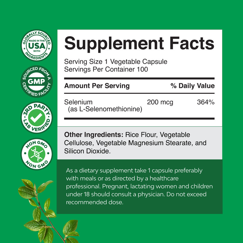 Pure Selenium Thyroid Support Supplement - Selenium 200mcg Antioxidant gallery