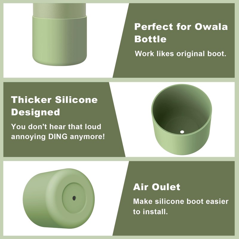 Airboat 2PCS Silicone Water Bottle Boot for Owala 32oz, For Grey+Mint gallery
