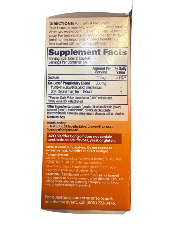 AZO, Bladder Control, 54 Capsules (300 Mg per Capsule) - 05/2026 gallery