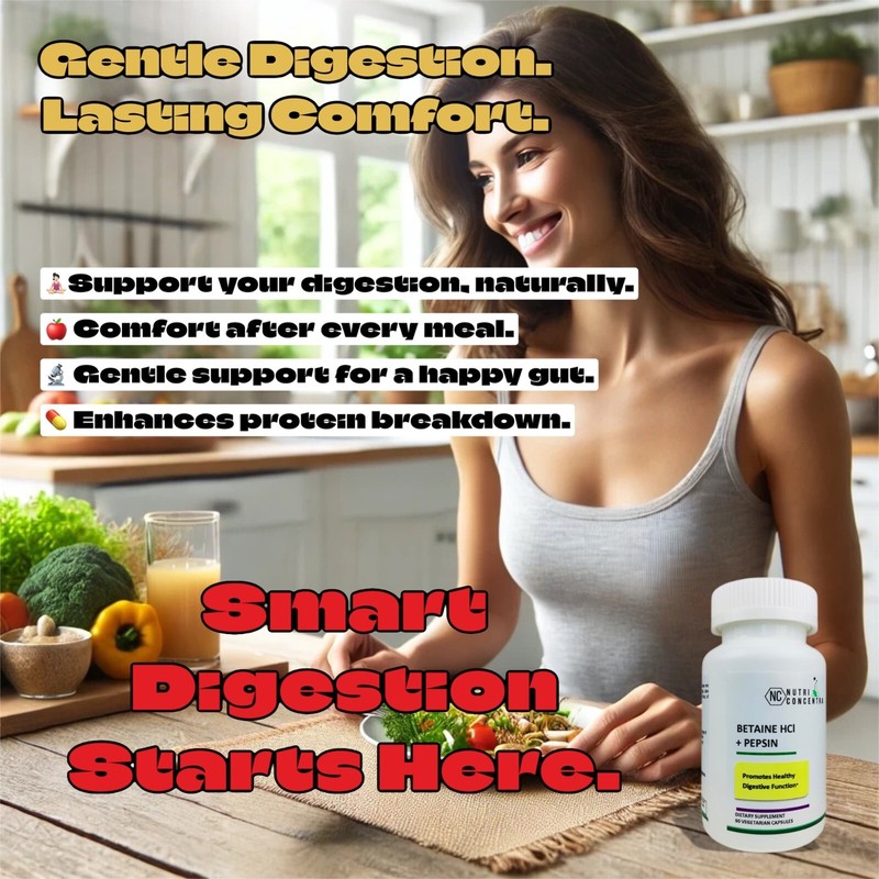 Betaine HCL + Pepsin – Digestive Health & Reflux Support Supplement, 120 Caps. gallery