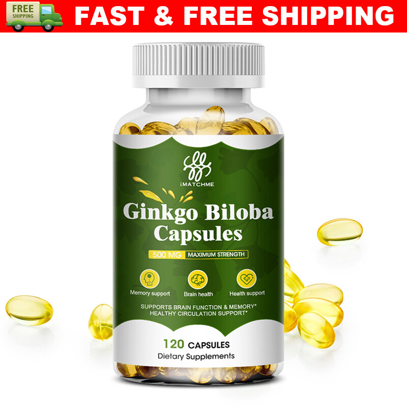 Organic Ginkgo Biloba 500mg, Ginko Biloba Leaf,Memory & Concentration 120 Caps