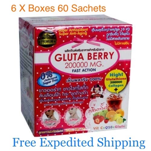 6X Gluta Berry 200000 mg Drink PUNCH Whitening Skin Glowing & Anti-Aging