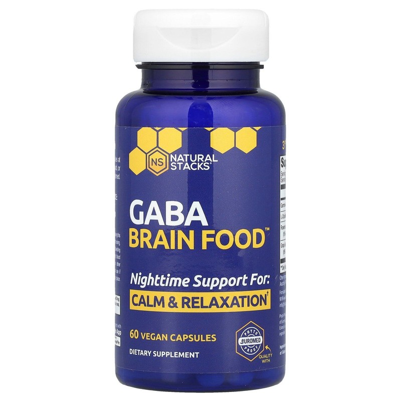 Natural Stacks Gaba Brain Food™, 60 Vegan Capsules, Calm Relaxation ex 10/2026^