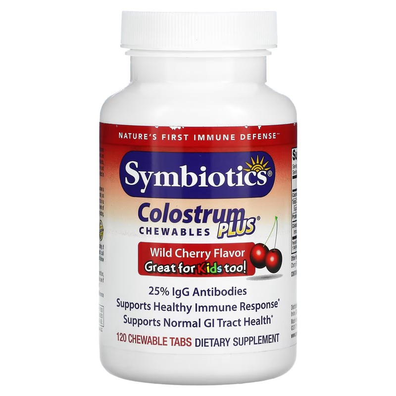 2 X Symbiotics, Colostrum Plus, Wild Cherry Flavor, 120 Chewable Tabs