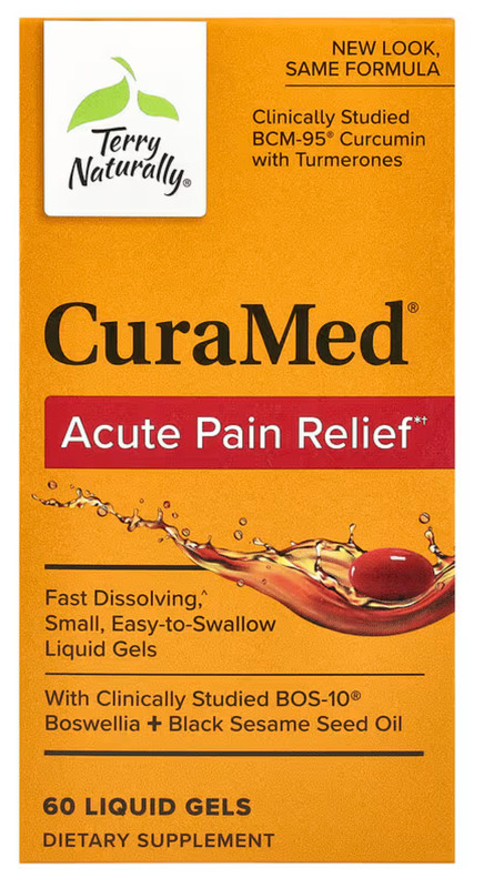 Terry Naturally CuraMed ACUTE PAIN RELIEF, BCM-95 Curcumin Factor 60 Liquid Gels
