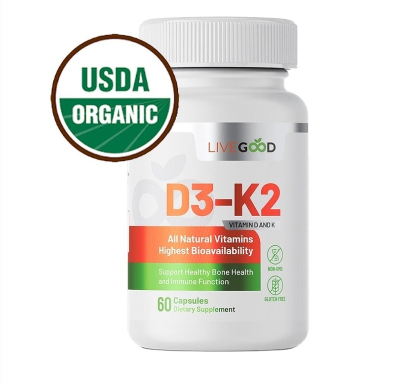 LiveGood D3-K2 Vitamin Support Strong Bone Density, Maintain Healthy Heart