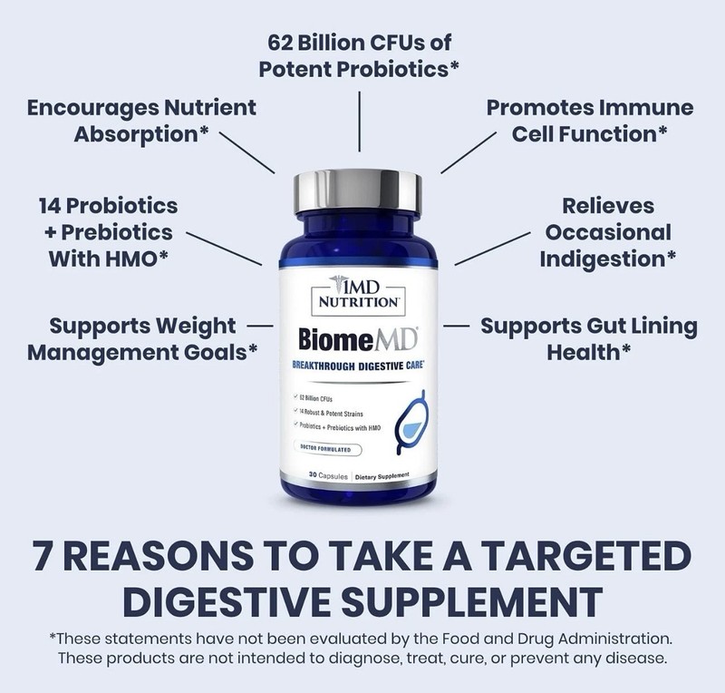 1MD Nutrition BiomeMD Probiotics | 62 Billion CFUs, 15 Comprehensive Strains - P gallery