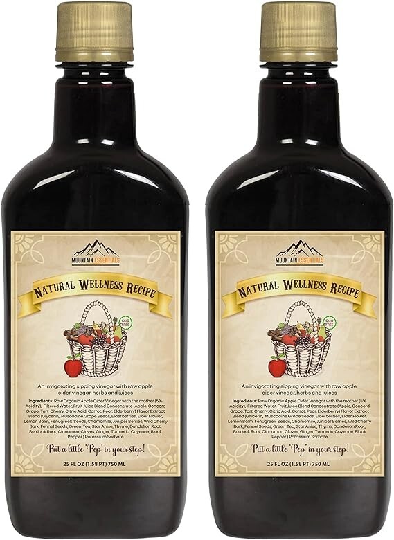2 Pack- Mountain Essentials Natural Wellness Recipe Apple Cider Vinegar Tonic