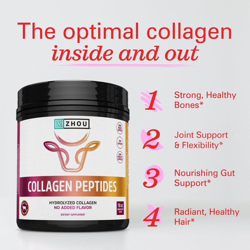 Zhou Collagen Peptides - Pure Hydrolized 1.13 Pound (Pack of 1), Multi gallery