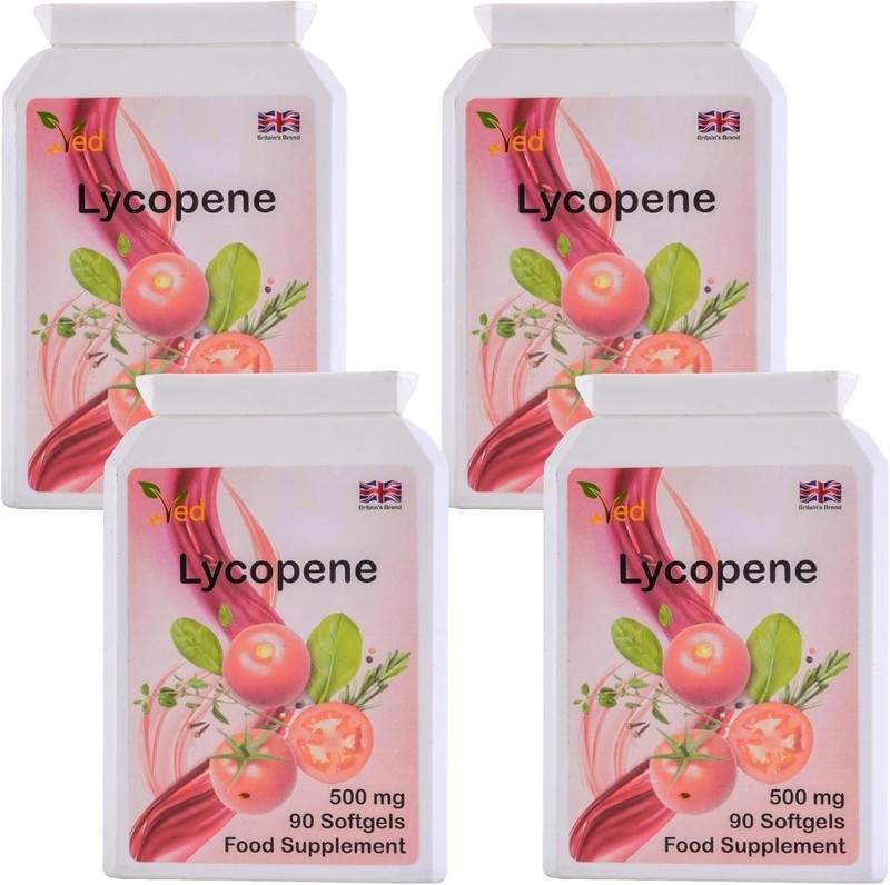 Ved Lycopene 500mg 90 Softgels 4 Pack Energy Support Non-GMO 12 Month Supply