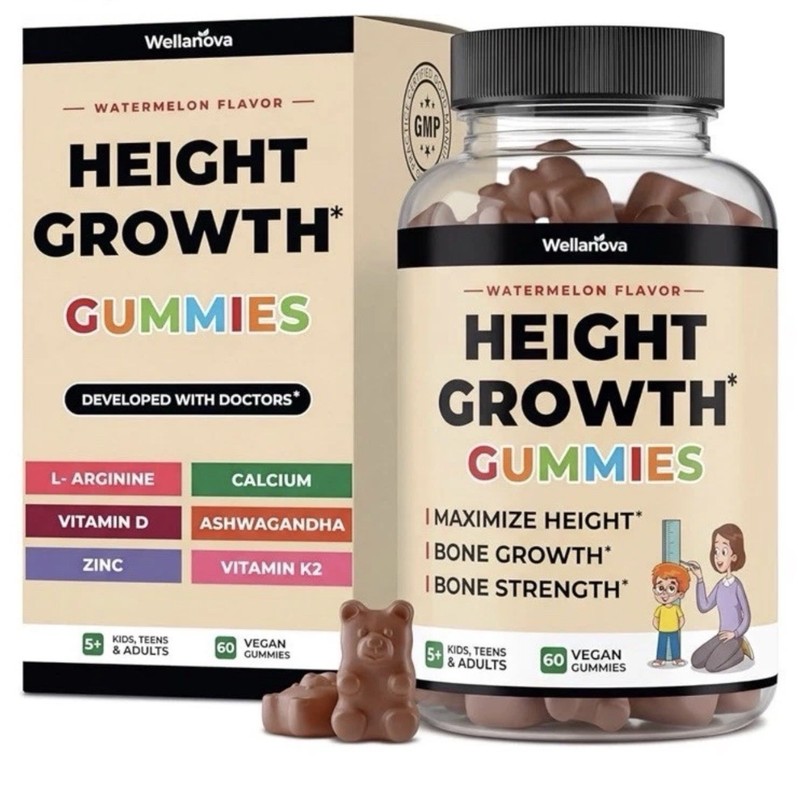 Height Growth Gummies Vitamin Gummies with Calcium Magnesium Glycinate EXP 09/27
