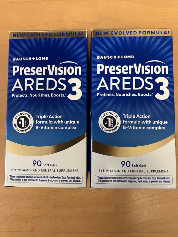 2 Pk. Bausch+Lomb PreserVision AREDS 3 Eye Vitamin Soft Gels 180ct. Total