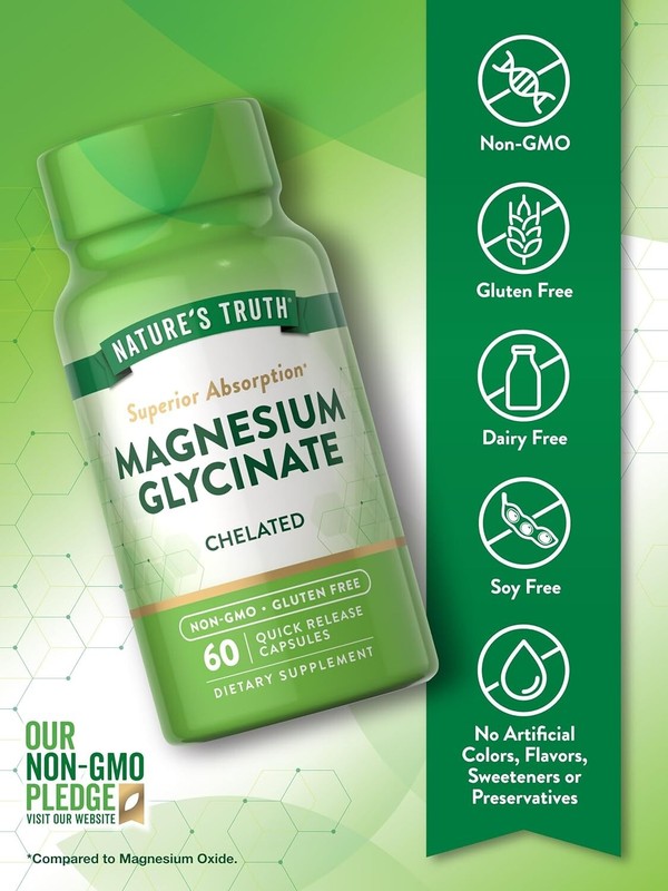 3 Pack Magnesium Glycinate 200mg 180 Caps (3x60) Sleep, Cramping, Blood Pressure gallery