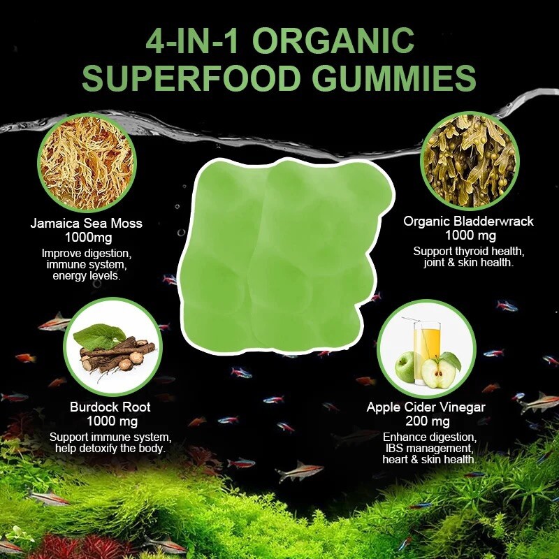 Organic Sea Moss Gummies 3000 mg - Sea Moss,Bladderwrack,Burdock Root USA gallery